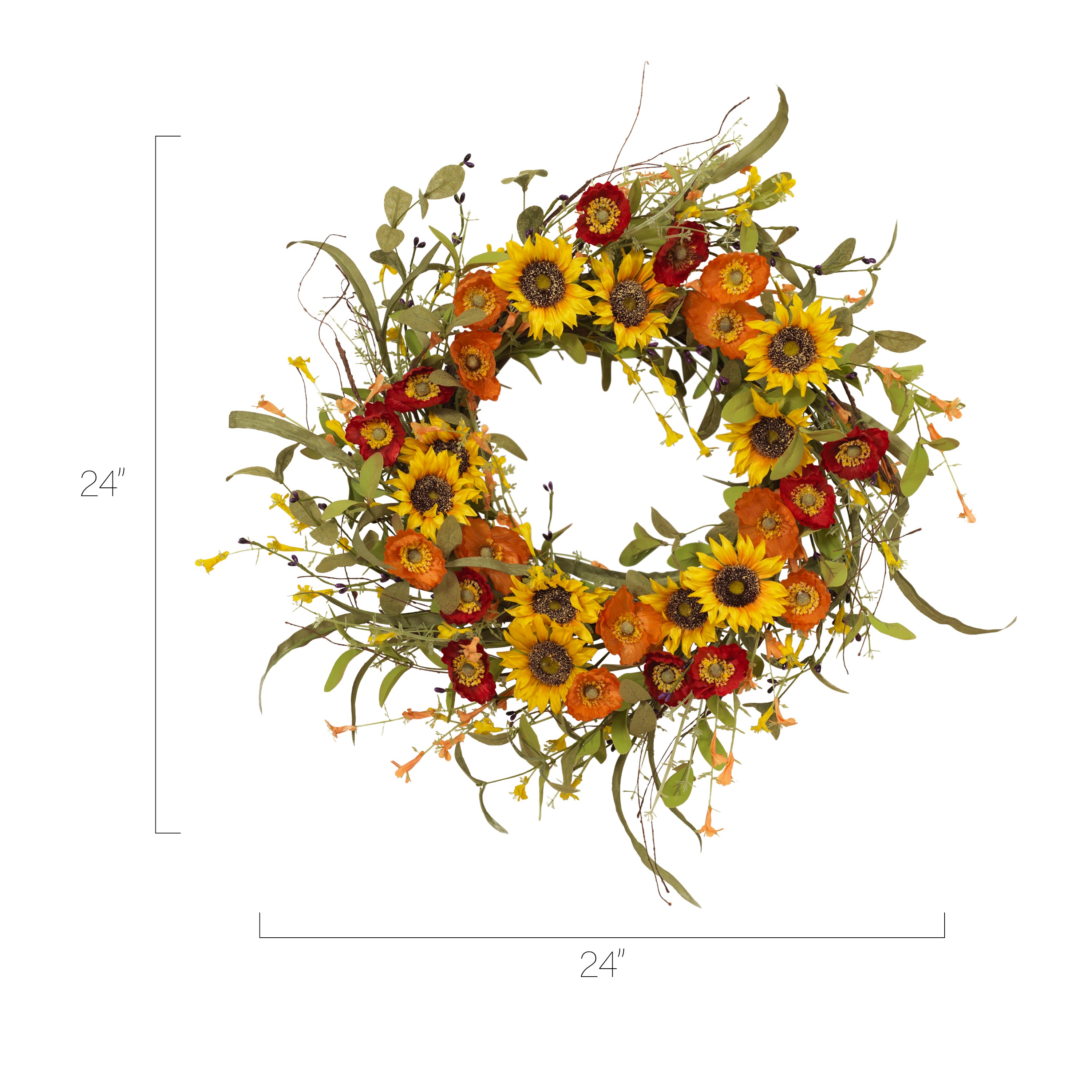 24 in. Mixed Flower Wreath